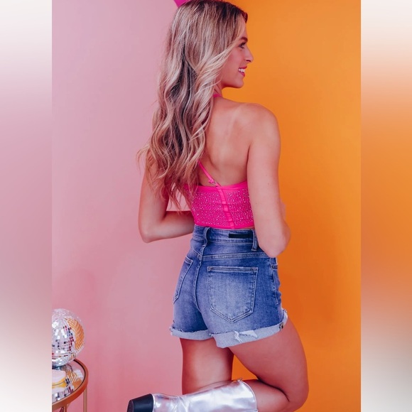 Women’s BLING THING MESH CORSET CROP TOP | Color: PINK | NEW/NWT!!🩷🩷 - Picture 4 of 5
